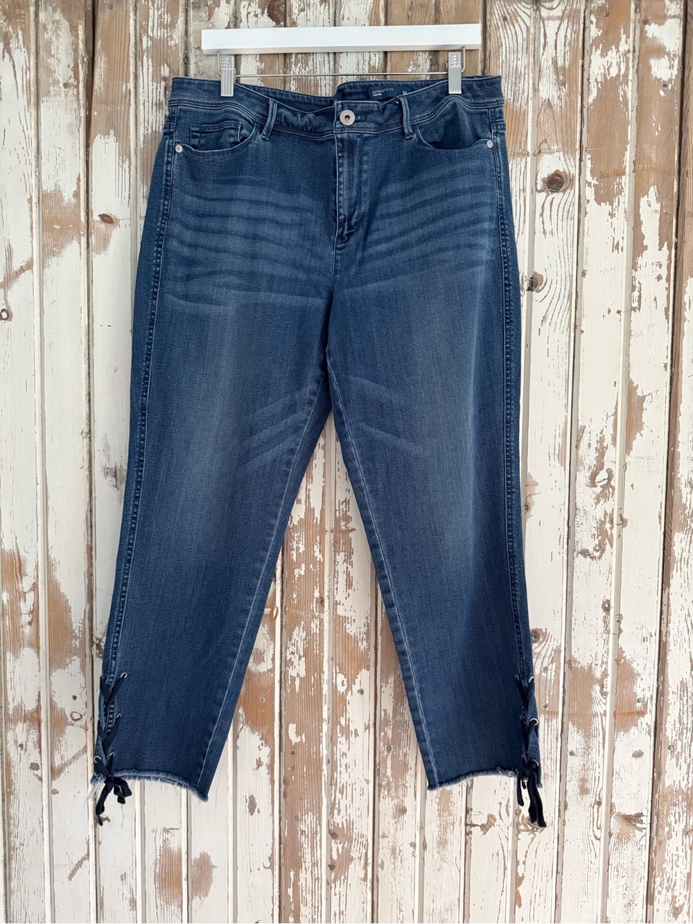 J.Jill Women's Authentic Fit Cropped Denim Jeans with Ankle Tie Detail, 16 Tall
